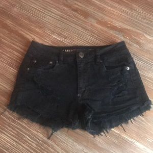 Black denim shorts